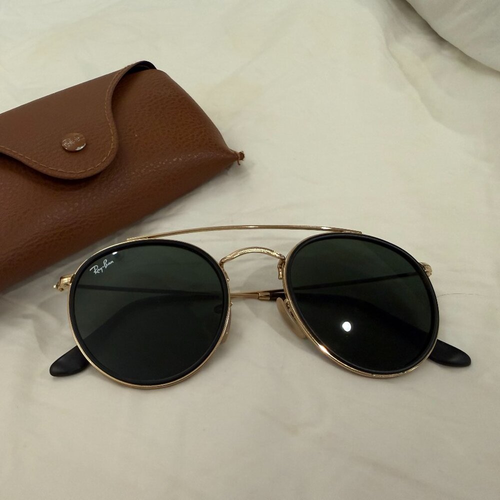Ray-Ban Sunglasses Arista Gold Double Bridge (green lenses)
